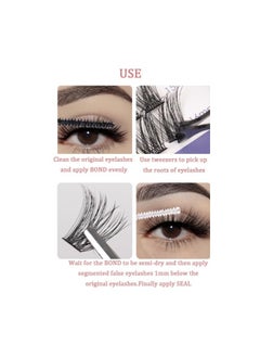 Halamine 144 Root False Cluster Lashes， DIY Eyelash Extension Fake Lashes， Natural Look， Reusable Lashes，High-grade Fiber Large Capacity ，with Tweezer  - Image 5