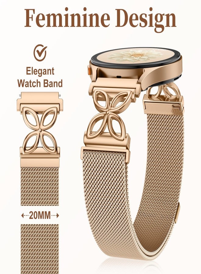 Getino Floral Metal Band Compatible with Galaxy Watch 7 Band 6 5 4 FE Active 2 40mm 44mm/Galaxy Watch 5 pro 45mm, 20mm Magnetic Strap for Samsung Watch Bands Women Stainless Steel Milanese Loop - Image 5