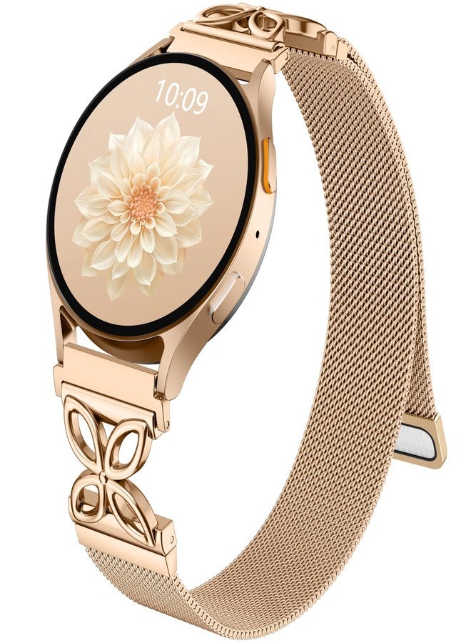 Getino Floral Metal Band Compatible with Galaxy Watch 7 Band 6 5 4 FE Active 2 40mm 44mm/Galaxy Watch 5 pro 45mm, 20mm Magnetic Strap for Samsung Watch Bands Women Stainless Steel Milanese Loop - Image 1