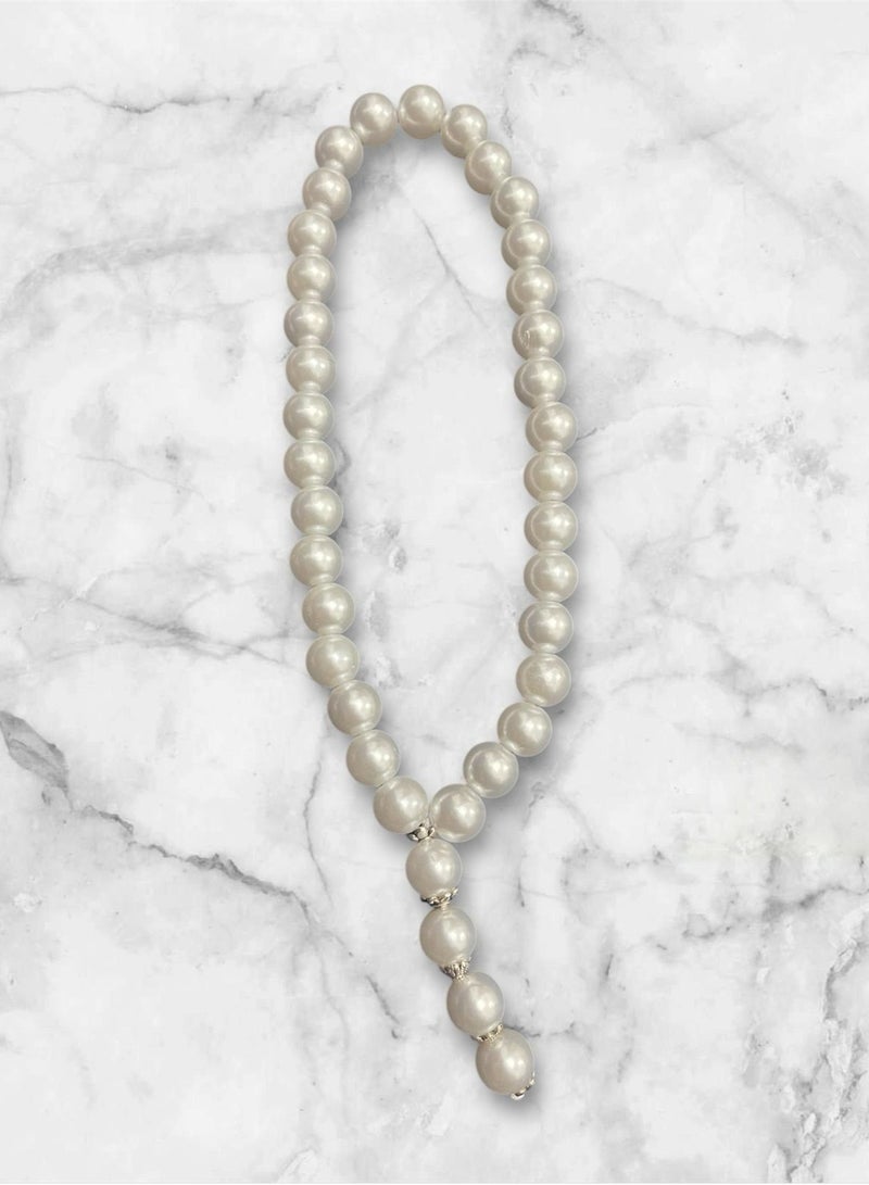 White Islamic prayer beads with 33 beads, along with a gift of a lantern and a star. - Image 2