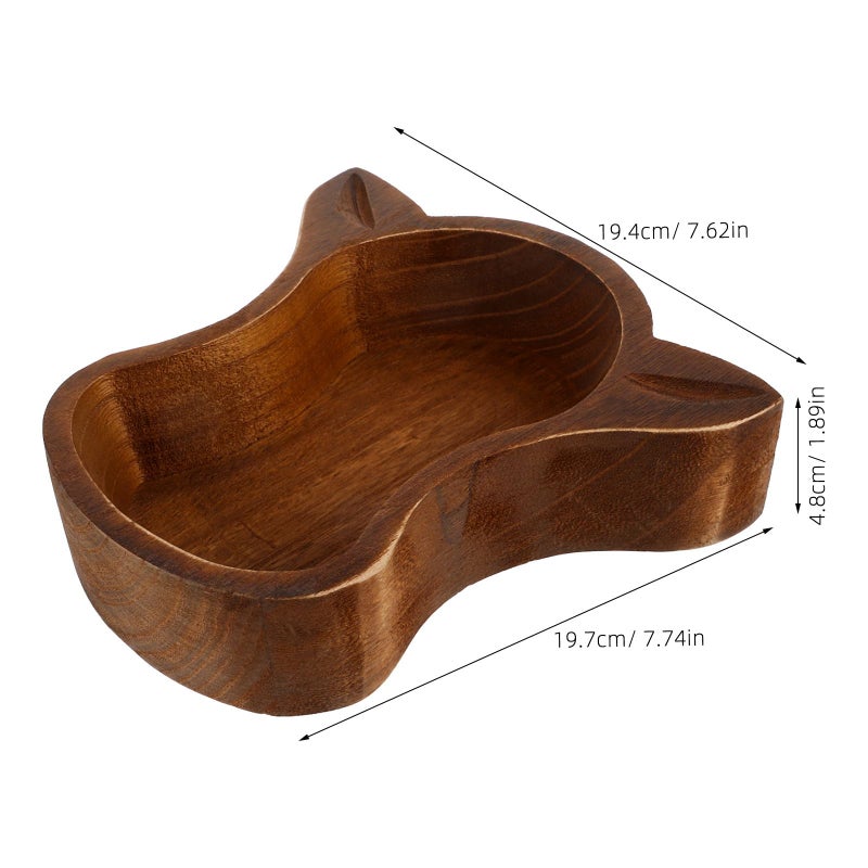 Cow Head Shaped Wooden Snack Bowl Deep Brown Fruit Nut Serving Tray Kitchen Home - Image 3