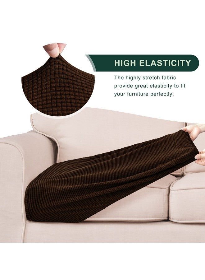 CHUN YI 3Pc Stretch Couch Cushion Covers, Individual Replacement Sofa Seat Slipcovers Suitable For Armchair Loveseat Sofa With Elastic Spandex Jacquard Fabric(3Pc,Chocolate) - Image 5