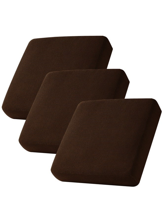 CHUN YI 3Pc Stretch Couch Cushion Covers, Individual Replacement Sofa Seat Slipcovers Suitable For Armchair Loveseat Sofa With Elastic Spandex Jacquard Fabric(3Pc,Chocolate) - Image 1