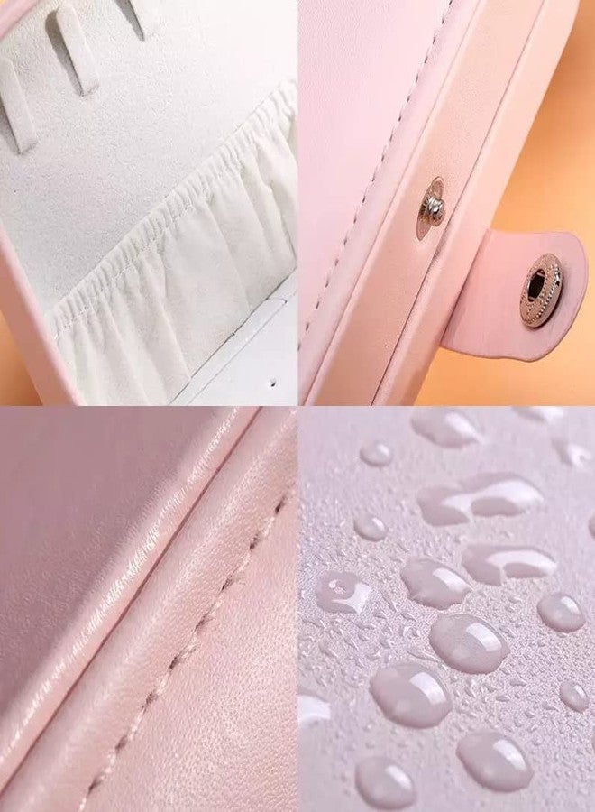 Bluwings Waterproof Double Layer PU Leather Mini Travel Jewelry Organizer Storage Box for Earrings Rings Necklaces Bracelets (Pink) - Image 5