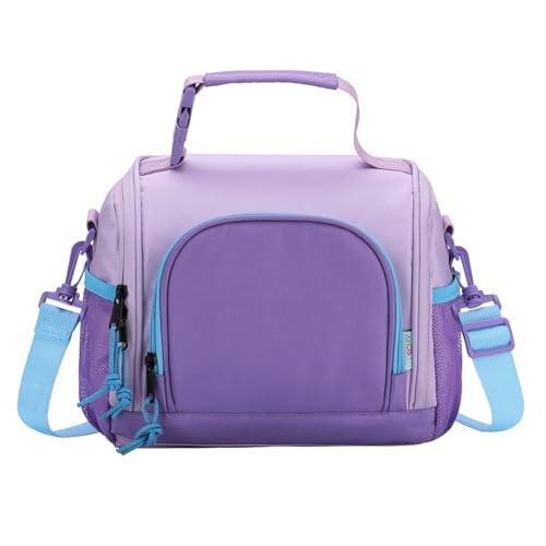 VASCHY Lunch Bag for Kids Girls Cute Reusable Insulated Large Lunch Box Container for Toddlers Daycare School Kindergarten Preschool Purple - Image 1