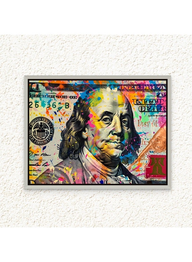 Art Decor Art Decor Framed Canvas Wall Art of Dollar Bill Pop Art Landscape Money Art Print Wall Décor for Home Office Living Room Bedroom Gifting - Image 1