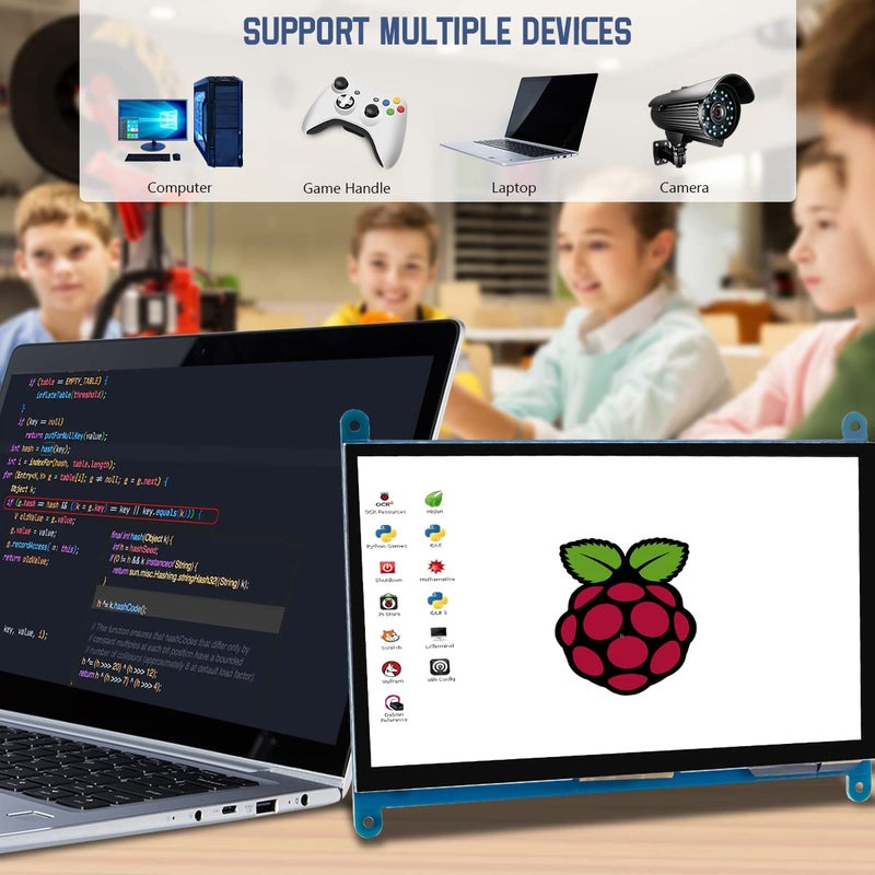 Hosyond شاشة عرض تعمل باللمس IPS LCD بحجم 7 بوصات من هوسيوند 1024×600 شاشة سعة HDMI لمراقبة Raspberry Pi5/Pi4/Pi3/ZERO W، BB Black، ويندوز 10 8 7 - Image 4