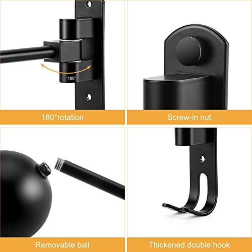 PAHTTO Motorcycle Helmet Holder, Helmet Rack Wall Mount 180 Degree Rotation Helmet Hanger with Double Hook for Coats, Caps, Hats, Motorcycle Accessories - Image 5