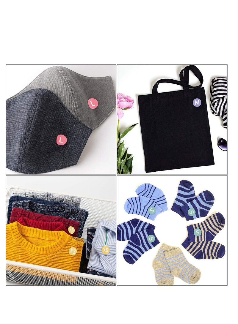 SYOSI ملصقات حجم الملابس 7/8 بوصة 3000 قطعة ملصقات لاصقة ملونة دائرية لملصقات الملابس، 6 لفات، 6 أحجام (XS، S، M، L، XL، XXL) - Image 5