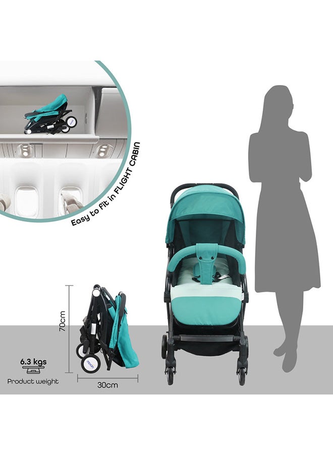 Moon Compact Stroller – Fold, Cabin-Approved, Air Travel Friendly, Lightweight, Easy Carry, for 0–3Y (0–18kg) – Sea Blue - Image 5