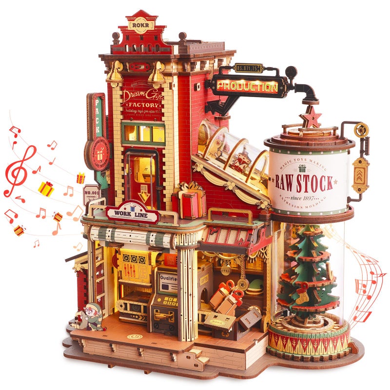 ROKR 3D Wooden Puzzle for Adult  Gift Factory Mechanical Model Kit with Music  Lights 449pcs Adult Wooden Puzzles DIY Building Toy for Adults - Image 3