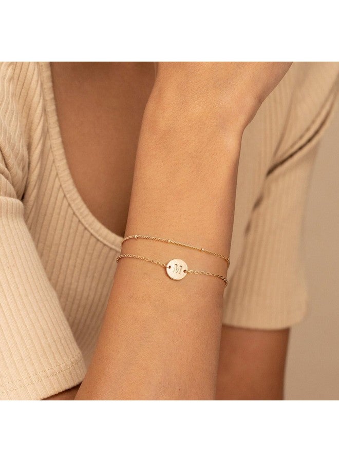 MONOZO Initial Bracelets For Teen Girls Gifts Trendy Stuff - Gold Plated Letter Initial Bracelet Dainty Disc Letter J Initial Bracelets For Girls Women Gold Bracelets For Women Girls Jewelry Gifts - Image 4