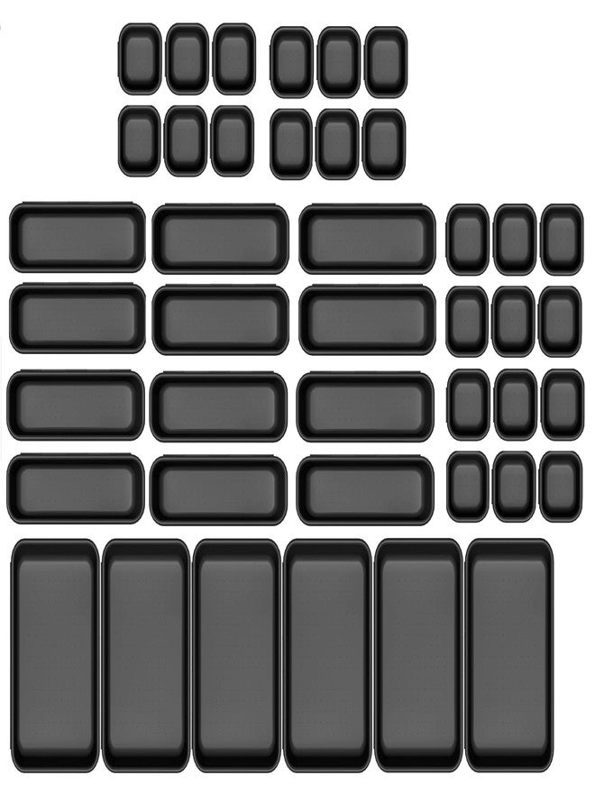 SHRUTI Interlocking Cutlery Organizer Set of 42 | Kitchen & Makeup Tray Set | Desk Drawer Divider Tray | Multi-Purpose Stationery Storage Organizer (Black) - Image 1