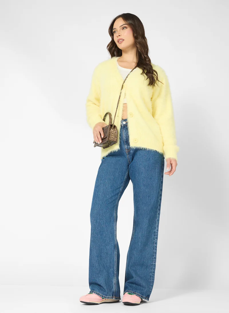 Ginger Cozy Fuzzy Button Up Cardigan