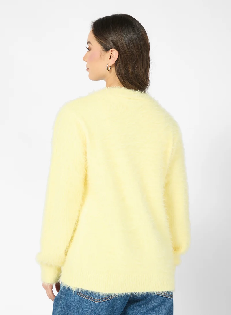 Ginger Cozy Fuzzy Button Up Cardigan