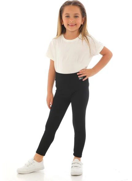 Zepkids Girls Black Colored Ribbed Tights