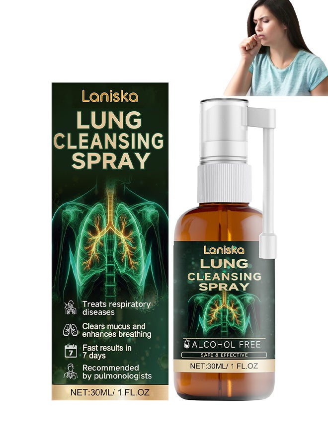LANISKA Lung Cleansing Spray 30ml, Natural Throat Oral Spray, Relieves Throat and Nasal Discomforts Throat - Image 1