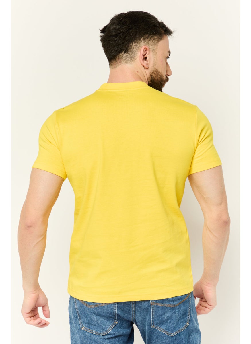 ESPRIT - Men Crew Neck Short Sleeves Brand Logo T-Shirt, Yellow - Image 1