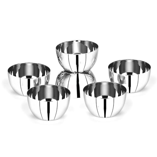 GALOOF Stainless Steel Heavy Gauge Katori Set of 6 | Dal Bowl Set Vati for Dining and Serving Curry, Dessert and Cereal | Wati Vatki Designer Dining Bowl Set (Set of 24) 250 ml - Image 2