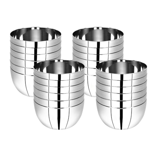 GALOOF Stainless Steel Heavy Gauge Katori Set of 6 | Dal Bowl Set Vati for Dining and Serving Curry, Dessert and Cereal | Wati Vatki Designer Dining Bowl Set (Set of 24) 250 ml - Image 4