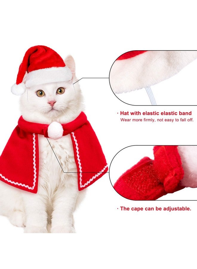 وولاين طقم زي تنكري لحيوانات الكريسماس من Whaline Pet مع قرون الرنة وعصابة رأس وقبعة سانتا كريسماس ووشاح أحمر وعباءة للحيوانات الأليفة للكلاب والقطط والحيوانات الأليفة، عبوة من 4 قطع - Image 4