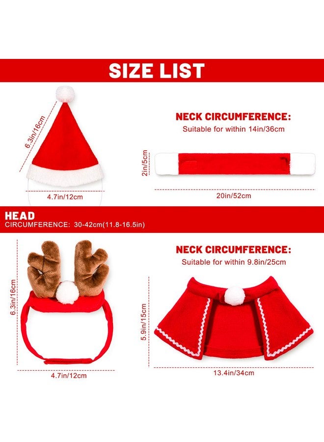 وولاين طقم زي تنكري لحيوانات الكريسماس من Whaline Pet مع قرون الرنة وعصابة رأس وقبعة سانتا كريسماس ووشاح أحمر وعباءة للحيوانات الأليفة للكلاب والقطط والحيوانات الأليفة، عبوة من 4 قطع - Image 3