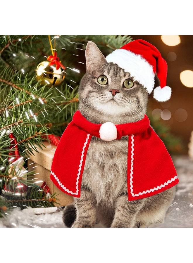 وولاين طقم زي تنكري لحيوانات الكريسماس من Whaline Pet مع قرون الرنة وعصابة رأس وقبعة سانتا كريسماس ووشاح أحمر وعباءة للحيوانات الأليفة للكلاب والقطط والحيوانات الأليفة، عبوة من 4 قطع - Image 5