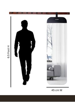 Maria Wall-Mounted Wooden Coat Rack with Modern Vertical Mirror Space-Saving Entryway Organizer  - Image 3