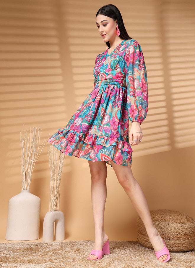 PlusS Floral Print A-Line Dress for Women - Image 4
