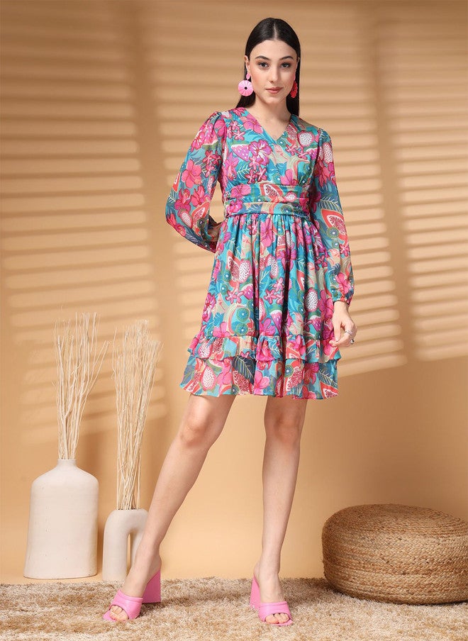 PlusS Floral Print A-Line Dress for Women - Image 1