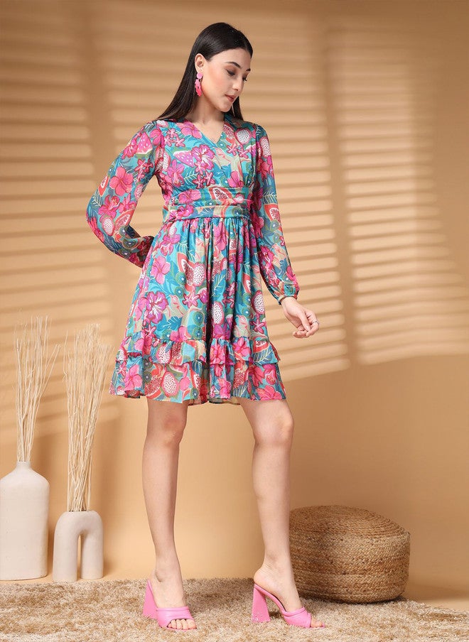 PlusS Floral Print A-Line Dress for Women - Image 3