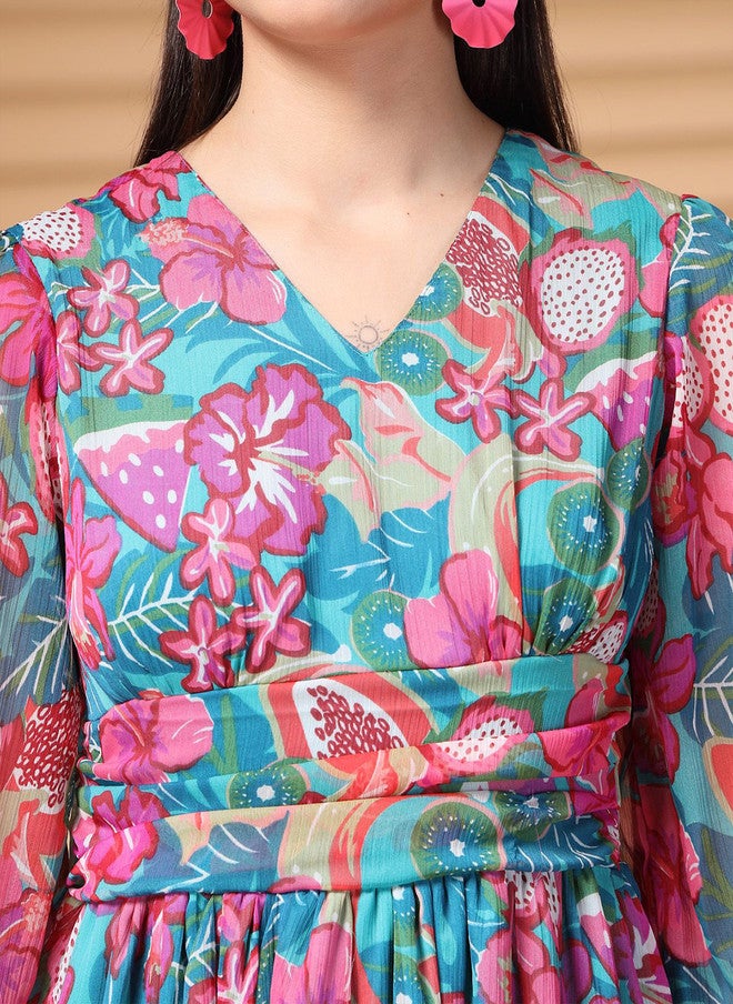 PlusS Floral Print A-Line Dress for Women - Image 2