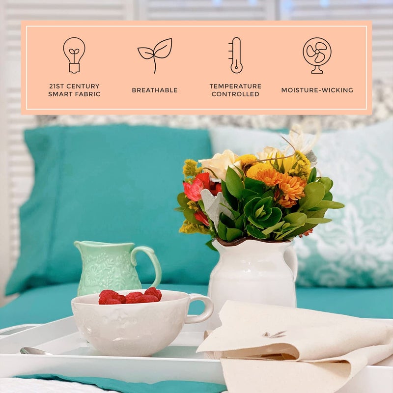 PeachSkinSheets PeachSkinSheets The Real Teal Sheet Set - 1500tc Level of Softness - Extra Soft Cooling Sheets for Hot Sleepers and Night Sweats - Twin Size  - Image 3