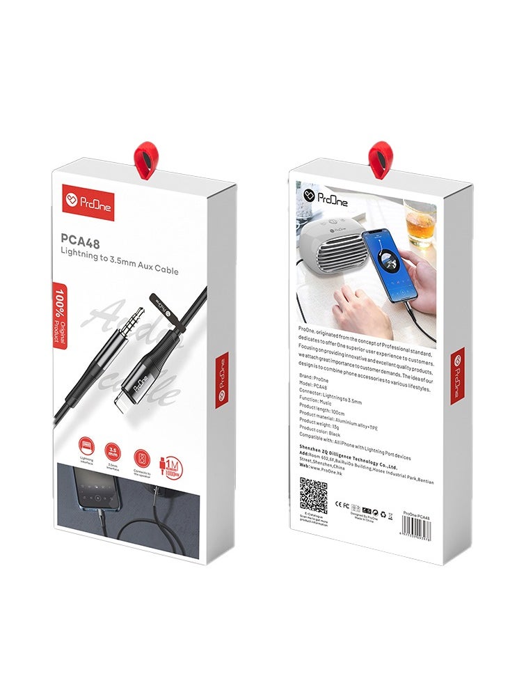 ProOne - ProOne PCA48 iphoneLightning to 3.5mm Audio Cable Compatible with iPhone 13/12/11/XR/XS/X/8/7/6 Plus/SE 2, iPad - Image 1