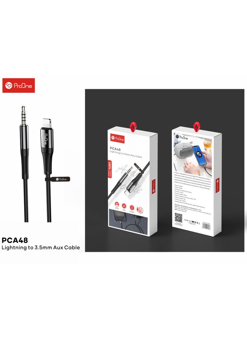 ProOne - ProOne PCA48 iphoneLightning to 3.5mm Audio Cable Compatible with iPhone 13/12/11/XR/XS/X/8/7/6 Plus/SE 2, iPad - Image 1