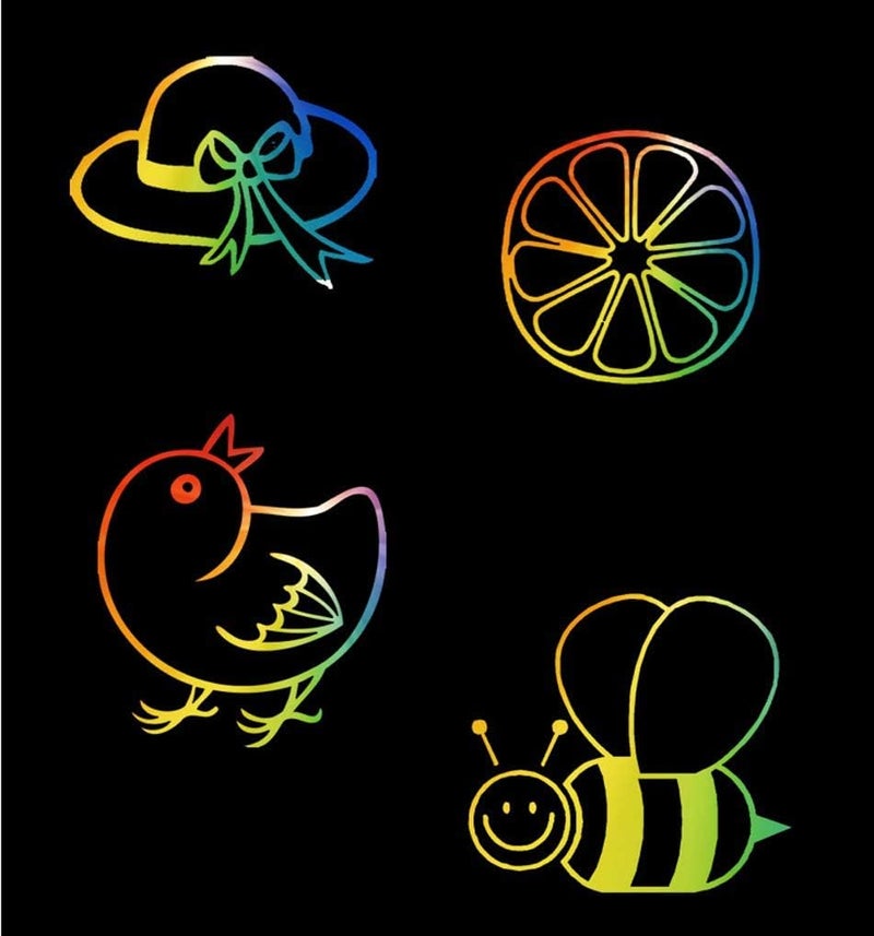 PLUSPOINT Scratch Note Books, 10 Pages Rainbow Scratch Art Book Magic Doodle Scratch Painting Sketch Art Drawing Notepads with Wooden Stylus for Kids Arts and Crafts Perfect Travel Activity (8) - Image 4