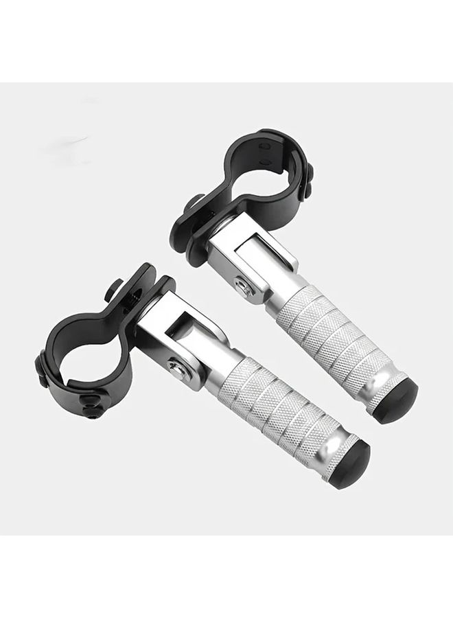 Universal Silvery CNC Aluminum Alloy Folding Motorcycle Foot Pedal 28 30mm Bracket Lightweight Racing Scooter Bicycle - Image 1