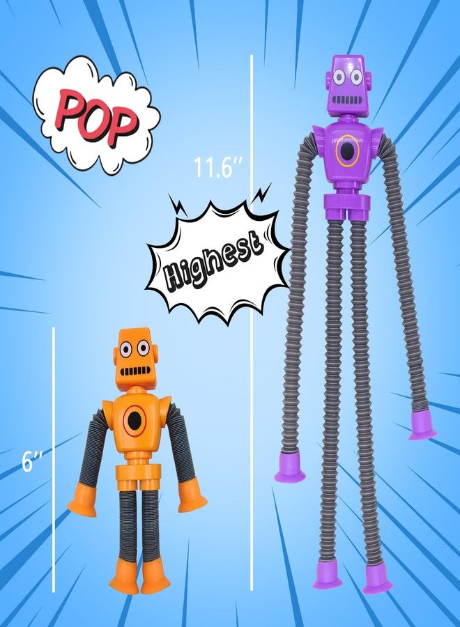 DODOMAGXANADU ألعاب فidget أنابيب البوب للروبوت للأطفال، 4 عبوات لعبة فidget Pop أنبوبية مع كؤوس شفط لتخفيف التوتر والقلق، هدايا مبتكرة للأطفال والمراهقين (4 عبوات روبوت) - Image 4