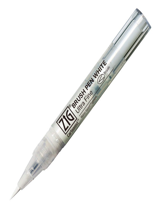 Kuretake Zig Ultra Fine Brush Pen Whte, Professional-quarity, for lettering, calligraphy, illustration, art, sketch, Made in Japan - Image 1