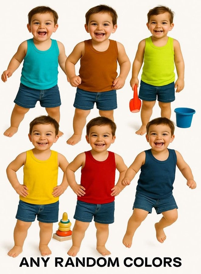 Cortica® Colorful Printed Dark Vest Cotton Inner wear for Baby Boys,Baby Girls,Boy's,Girl's,Kids & Infant Sleeveless Undershirts baniyaan Sando ganji Tank-Tops Soft Comfortable Multicolor Pack of 3 - Image 4