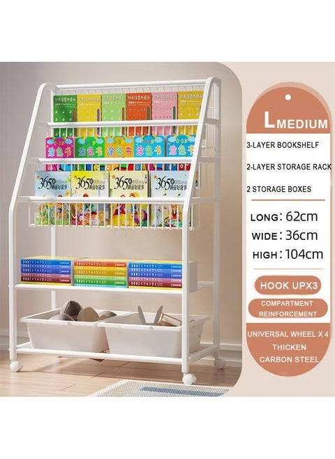 Children's Bookshelf, Baby Picture Book Rack, Household Integrated Floor To Ceiling Rack, Removable Simple Bookcase, Toy Storage Rack,Bring Two Storage Baskets