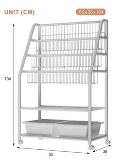BLOOMING TIME Children's Bookshelf, Baby Picture Book Rack, Household Integrated Floor To Ceiling Rack, Removable Simple Bookcase, Toy Storage Rack,Bring Two Storage Baskets  - Image 2