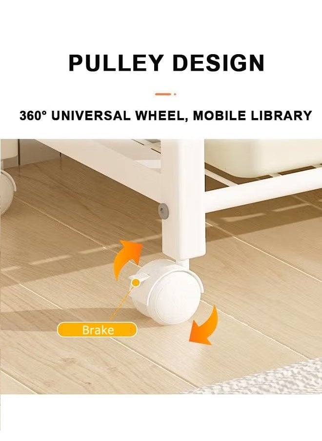 BLOOMING TIME - Children's Bookshelf, Baby Picture Book Rack, Household Integrated Floor To Ceiling Rack, Removable Simple Bookcase, Toy Storage Rack,Bring Two Storage Baskets - Image 1