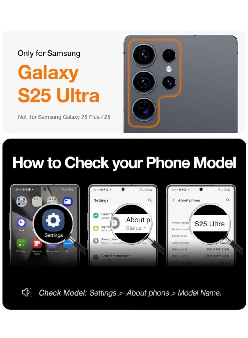 Raxoom Clear Magnetic Case for Samsung Galaxy S25 Ultra 6.8" â€“ Slim Transparent Design with Shockproof Camera Protection, Wireless Charging Support, Soft TPU Bumper, Scratch Resistance, and Anti-Yellowing Coating in Silver - Image 2