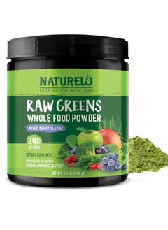 NATURELO Raw Greens Superfood Powder Wild Berry, 30 Servings Pack of 1 
