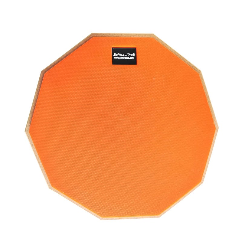 Softline Pro Dumbed 12-Inch Drum Practice Pad (10-Corner Design) | Double-Sided Silicone Rubber Pad with Carry Bag & 5A Maple Wood Drumstick (SP-DPP44-SB-OG) - Image 4