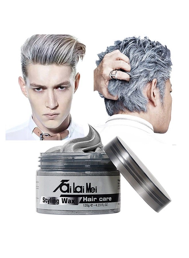 TailaiMei Temporary Silver Gray Hair Wax 4.23oz, Instant Hairstyle Mud Cream, Hair Pomades for Party, Cosplay, Nightclub, Masquerade, Halloween. - Image 1