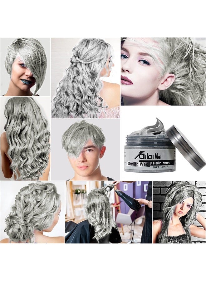 TailaiMei Temporary Silver Gray Hair Wax 4.23oz, Instant Hairstyle Mud Cream, Hair Pomades for Party, Cosplay, Nightclub, Masquerade, Halloween. - Image 5