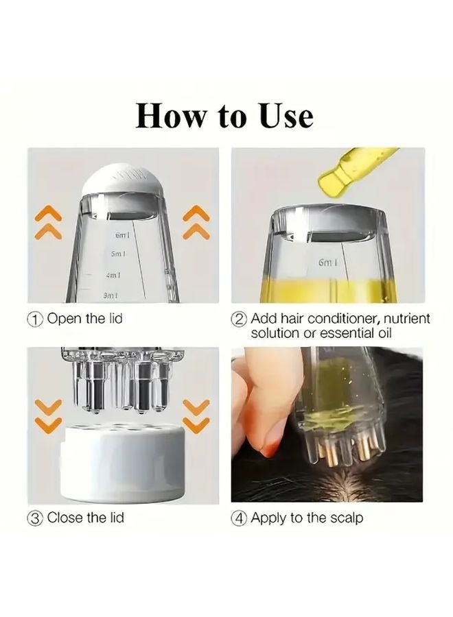 White Portable Scalp Applicator Massage Comb For Oil Guided Massaging All Hair Types 1pc - Image 3