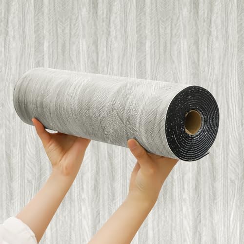 Chejiaye Wood Grain Peel and Stick 3D Wall Panel -15.75"x118"Soundproof Self-Adhesive Wall Sticker, Removable Thick PVC Slat Contact Paper for Kitchen Bedroom,Ceiling Wall Decoration (Light Grey) - Image 1